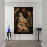 The Holy Family with Shepherds - Candlelit Nativity Scene By Jacob Jordaens canvas wall art - Image 2