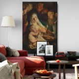 The Holy Family with Shepherds - Candlelit Nativity Scene By Jacob Jordaens canvas wall art - Image 8