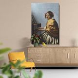 A Young Woman Seated at the Virginals - Elegant Music Portrait By Johannes Vermeer canvas wall art - Image 5