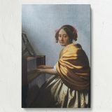 A Young Woman Seated at the Virginals - Elegant Music Portrait By Johannes Vermeer canvas wall art - Image 7