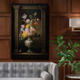 Vase of Flowers - Dutch Still Life in Vermeer Style canvas wall art