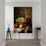 Basket of Grapes and Apples - Classic Fruit Still Life canvas wall art - Image 2