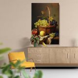 Basket of Grapes and Apples - Classic Fruit Still Life canvas wall art - Image 5