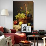 Basket of Grapes and Apples - Classic Fruit Still Life canvas wall art - Image 8