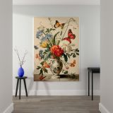 Butterflies and Wildflowers in a Vase - Nature-Inspired Still Life canvas wall art - Image 2