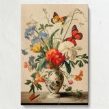 Butterflies and Wildflowers in a Vase - Nature-Inspired Still Life canvas wall art - Image 7