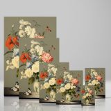 Fluttering Butterflies and Flowers - Elegant Vintage Still Life canvas wall art - Image 4