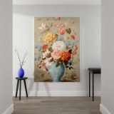 Floral Still Life in Ornate Blue Vase - Pastel Botanical Art canvas wall art - Image 2