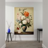 Blooming Flowers and Butterflies - Vintage Inspired Floral Scene canvas wall art - Image 2