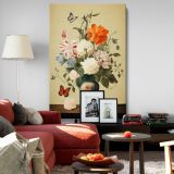 Blooming Flowers and Butterflies - Vintage Inspired Floral Scene canvas wall art - Image 8