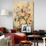 Ivory Vase Flower Arrangement - Warm Botanical Still Life canvas wall art - Image 8
