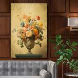 Baroque Floral Bouquet - Vintage Pastel and Bold Flowers canvas wall art