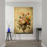 Baroque Floral Bouquet - Vintage Pastel and Bold Flowers canvas wall art - Image 2