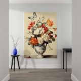 Butterfly and Floral Bouquet - Colorful Blooms in Elegant Vase canvas wall art - Image 2