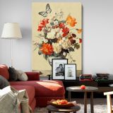Butterfly and Floral Bouquet - Colorful Blooms in Elegant Vase canvas wall art - Image 8