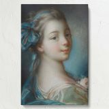 Young Girl - Soft Pastel Rococo Portrait By Franois Boucher canvas wall art - Image 7