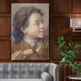 Boy with a Carrot - Blue Ribboned 18th Century Portrait By Franois Boucher canvas wall art