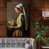 Woman with Flower Basket - Classical Dutch Golden Age Style canvas wall art