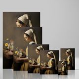 Woman with Flower Basket - Classical Dutch Golden Age Style canvas wall art - Image 4