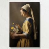 Woman with Flower Basket - Classical Dutch Golden Age Style canvas wall art - Image 7