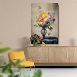 Floral Still Life - Vermeer Style Vibrant Vintage Vase canvas wall art - Image 5