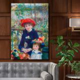 Two Sisters on the Terrace - Impressionist Floral Hat Scene By Pierre-Auguste Renoir canvas wall art