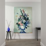 Rococo Vase - Vibrant Still Life Flowers in Blue Vase By Paul CŽzanne canvas wall art - Image 2