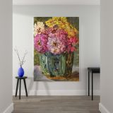 Still Life with Zinnias - Pink Floral Impressionism By Floris Verster canvas wall art - Image 2