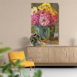 Still Life with Zinnias - Pink Floral Impressionism By Floris Verster canvas wall art - Image 5