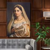 La Donna Velata - Woman with Veil Portrait By Raphael canvas wall art