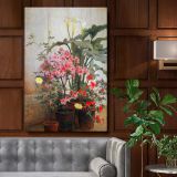 Side of a Greenhouse - Blooming Potted Flowers Scene By George Cochran Lambdin canvas wall art