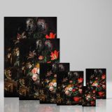 The Overturned Bouquet - Baroque Floral Still Life with Cat By Abraham Mignon canvas wall art - Image 4