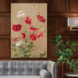 Poppies - Red and White Wildflowers Illustration By L. Prang & Co. canvas wall art