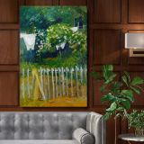Laundry in the Garden - Vibrant Greenery and Fresh Linen By August Macke canvas wall art