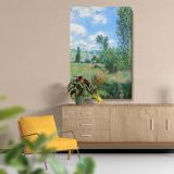 View of VŽtheuil - Wildflowers & Sky Impressionist Landscape By Claude Monet canvas wall art - Image 5
