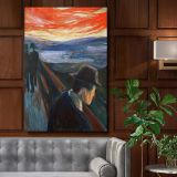 Sick Mood at Sunset - Expressionist Despair at Dusk By Edvard Munch canvas wall art