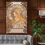 Zodiaque - Celestial Goddess Art Nouveau Zodiac By Alphonse Mucha canvas wall art
