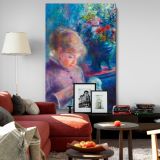 Young Woman Sewing - Graceful Seated Impressionist Figure By Pierre-Auguste Renoir canvas wall art - Image 8