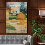 Landscape near Arles - Haystack Scene in Arles Countryside By Paul Gauguin canvas wall art