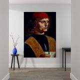 Portrait of a Musician - Renaissance Male with Red Cap By Leonardo da Vinci canvas wall art - Image 2