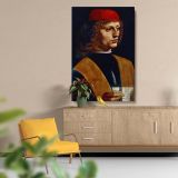 Portrait of a Musician - Renaissance Male with Red Cap By Leonardo da Vinci canvas wall art - Image 5