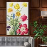 Bouquet of Tulips, Violets & Grapes - Vintage Floral Detail By Willem van Leen canvas wall art