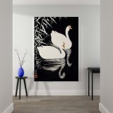 White Chinese Geese - Elegant Water Scene with Reeds By Ohara Koson canvas wall art - Image 2
