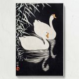 White Chinese Geese - Elegant Water Scene with Reeds By Ohara Koson canvas wall art - Image 7