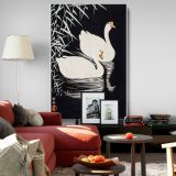 White Chinese Geese - Elegant Water Scene with Reeds By Ohara Koson canvas wall art - Image 8
