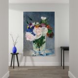 Flowers in a Crystal Vase - Soft Roses & Colorful Blooms By canvas wall art - Image 2
