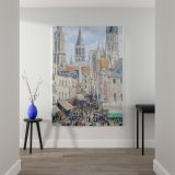 Grocery Street, Rouen - French Market with Cathedral By Camille Pissarro canvas wall art - Image 2