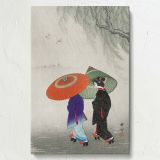 Two Women in the Rain - Japanese Kimono Umbrella Scene By Ohara Koson canvas wall art - Image 7