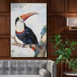 Red-Billed Toucan - Exotic Bird Perched in Tree By Aert Schouman canvas wall art