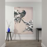 Goshawk on Snowy Pine - Winter Bird Scene By Ohara Koson canvas wall art - Image 2